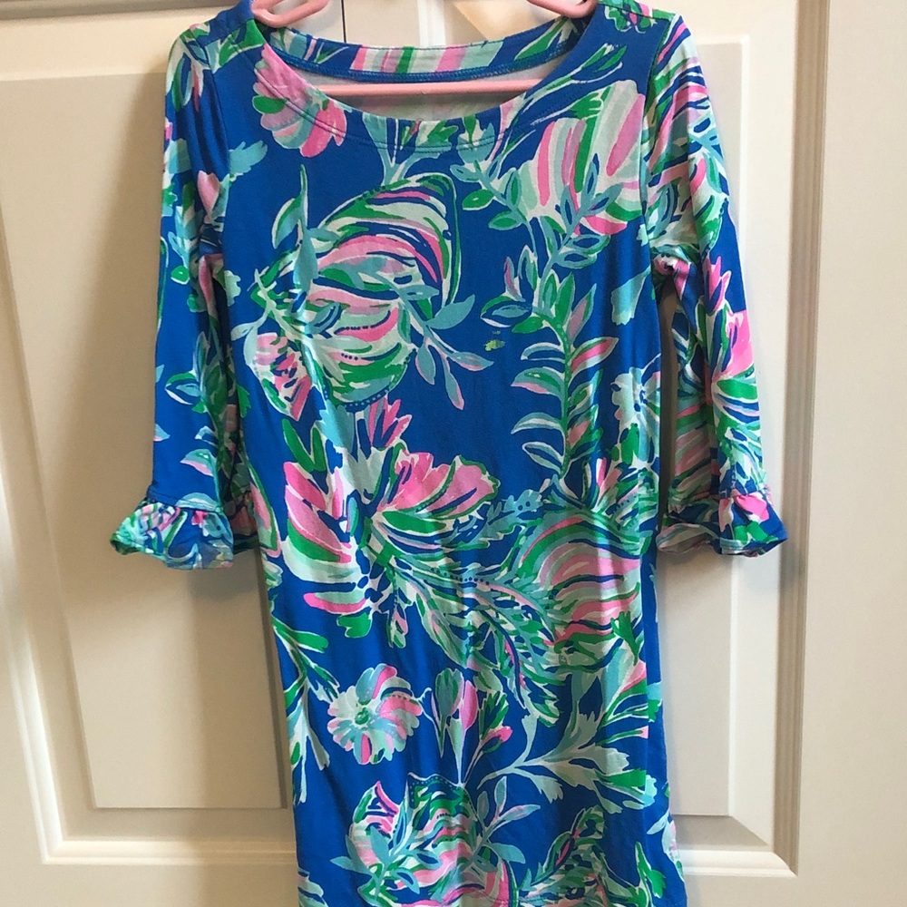 Floral Print Dress with Ruffle Sleeves